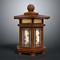 Decorative Traditional Wooden Hexagonal Lantern Furniture with Translucent Panels and Round Top Ornament