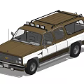 Classic Gold And White SUV With Roof Rack And Side Windows Design