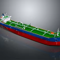 Large Cargo Ship With Red Blue Hull And Green Deck 3d model