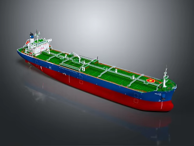Large Cargo Ship With Red Blue Hull And Green Deck 3d model Large Cargo Ship With Red Blue Hull And Green Deck 3d model