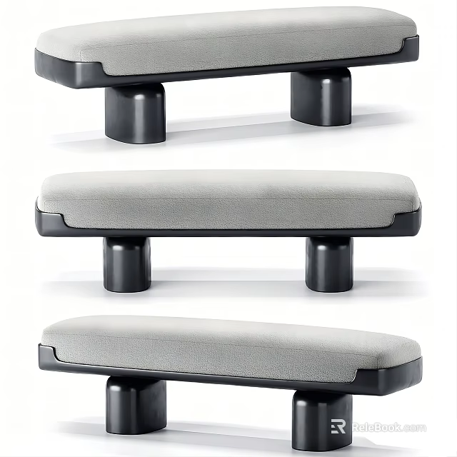Modern Style Sofa Bench With Upholstered Seat And Black Legs 3d model 