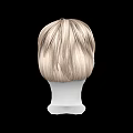 Game Movie Character White Head Model With Light Brown Short Layered Hair And Black Background