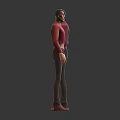 Character 3D Model Front Back View With Red Open Jacket Brown Pants Red Shoes 3d model