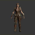 Steampunk Female Character With Mechanical Armor And Goggles 3D Model Design