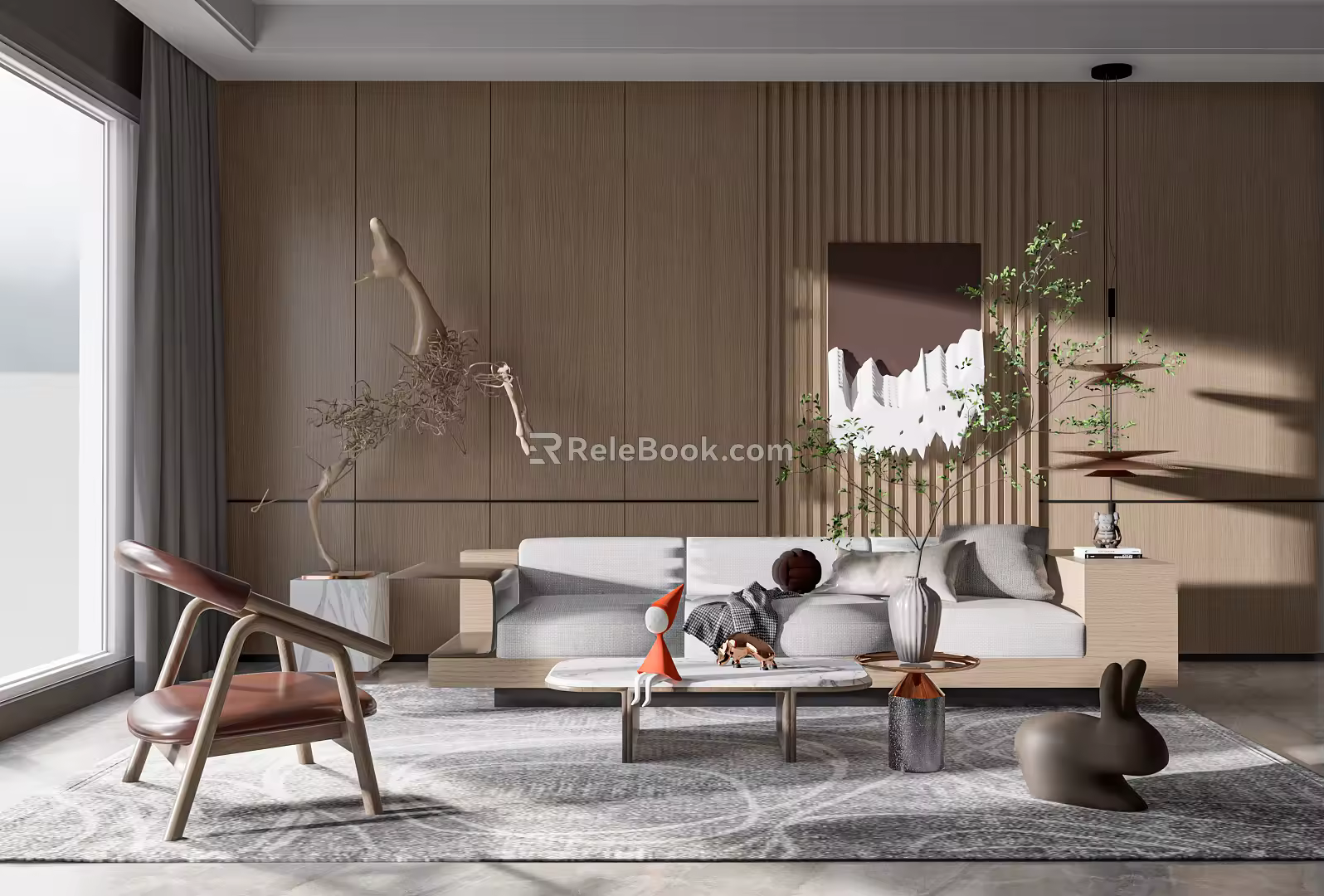 Modern sofa coffee table combination 3d model