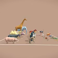 Diverse Animal Figurines Collection Display With Different Species Including Giraffe And Elephant