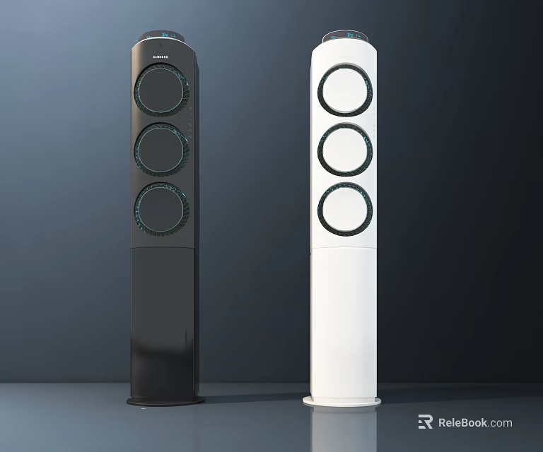 Modern Tower Air Cooler Fan with Black and White Color Options and Sleek Design 3d model 