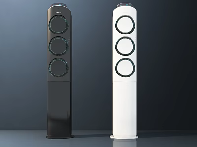 Modern Tower Air Cooler Fan with Black and White Color Options and Sleek Design 3d model