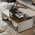 Sleek Modern Coffee Table With Glass Top And Metal Frame In Living Room With Books