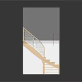 Modern Wooden Curved Staircase With White Wall And Railing Design