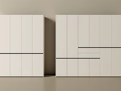Modern White Wardrobe Design With Sleek Surface And Black Accent Lines 3d model