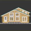 Wooden Detached Villa With Green Roof Front Steps And White Framed Windows