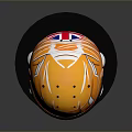 Cartoon Racer Figurine With Yellow Orange HELA Helmet White Red Racing Suit Black Base