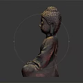 Serene Buddha Sculpture Carving In Sitting Posture With Robe Details And Textured Surface