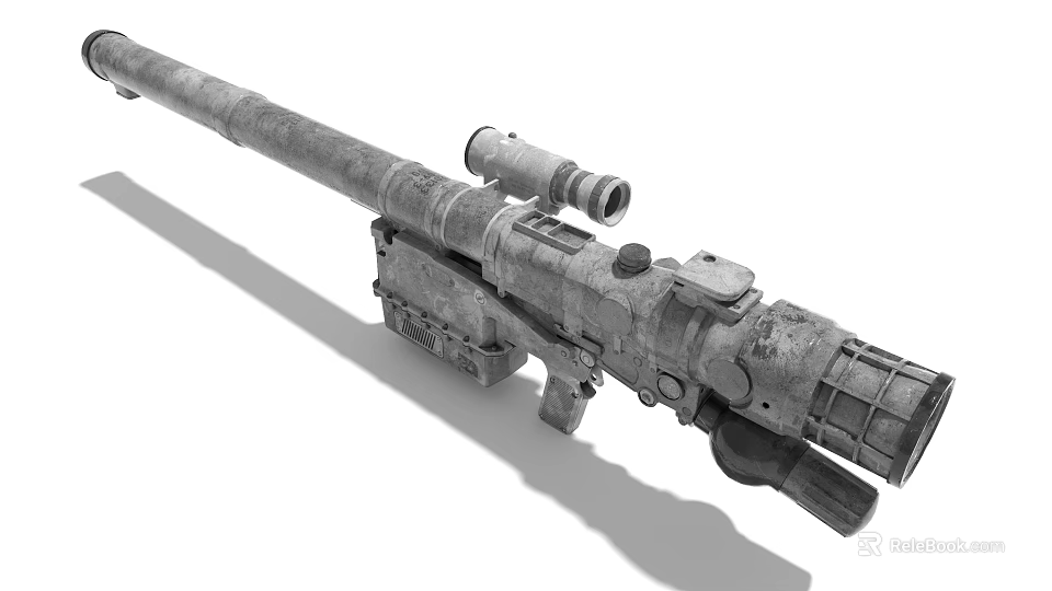 Game And Movie Character Sniper Rifle With Scope And Heavy Mechanical Design 3d model 