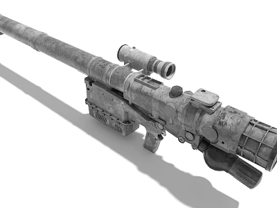 Game And Movie Character Sniper Rifle With Scope And Heavy Mechanical Design 3d model