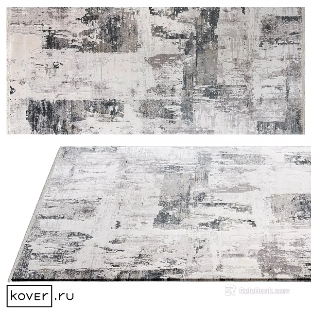 Modern Square Rug With Abstract Gray White Textured Pattern For Living Room Decor 3d model 