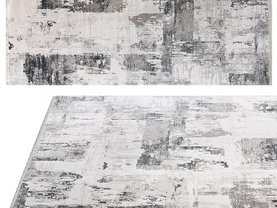 Modern Square Rug With Abstract Gray White Textured Pattern For Living Room Decor 3d model