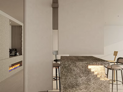 Modern Entryway Hallway With Stone Counter Stools And Ambient Lighting Design 3d model