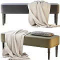 Dark Gray And Green Sofa Benches With Woven Blanket Gray Cushion And Black Metal Legs