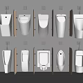 Different Styles of Modern Urinals Mounted on Wall in Bathroom Design