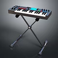 Professional Electronic Keyboard With Control Knobs Buttons And X Shaped Stand 3d model