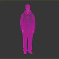 Man Wearing Dark Gray Hoodie With Brown Pants And White Shoes On Gray Background