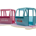 Colorful Christmas Photo Check-in Spot With Pink And Blue Cable Car Structures