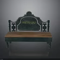 Stylish Green Bench With Wooden Seat Carved Backrest And Decorative Armrests