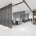 Modern Public Office Workspace With Glass Partitions Workstations Large Windows And Green Plants