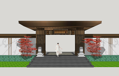 new chinese style gate 3d model