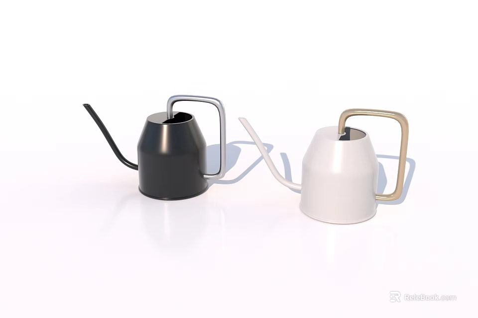Modern Black And White Watering Cans With Sleek Metal Handles For Home Use 3d model 