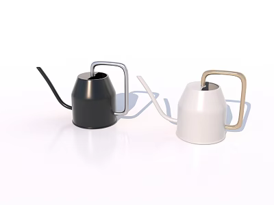 Modern Black And White Watering Cans With Sleek Metal Handles For Home Use 3d model