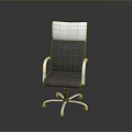 Modern Office Chair With Gray Fabric Seat White Headrest And Silver Base