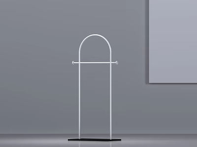 Minimalist Modern White Metal Clothes Hanger With Arched Top And Black Base 3d model
