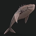 Spiked Elongated Aquatic Fish With Textured Body Sharp Fins And Dorsal Spines