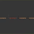 Four Vintage Wooden Pallets With Metal Hooks Arranged In A Row On Dark Background