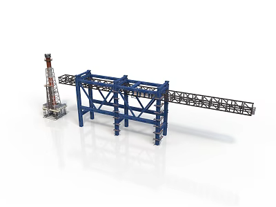 Blue Heavy Duty Steel Structure Industrial Equipment With Support Frame And Tower Platform 3d model