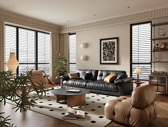 Vintage medieval villa living room living room sofa coffee table combination sofa combination leisure chair 3d model