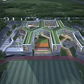 Modern School Building Design With Green Roof Playground And Track