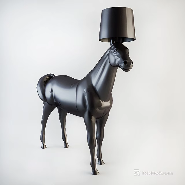Stylish Black Horse Shaped Unique Floor Lamp With Modern Design 3d model 