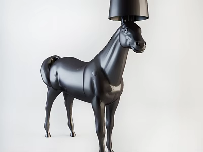 Stylish Black Horse Shaped Unique Floor Lamp With Modern Design 3d model