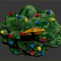 Decorated Green Christmas Tree Plant With Layered Branches Yellow Star On Top And Colorful Decorations