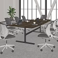 Modern Conference Table and Chair Conference Table and Chair Combination 3d model
