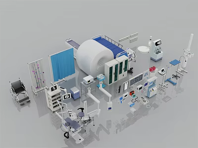 Comprehensive Medical Equipment Collection Featuring Patient Beds Surgical Tools and Clinical Devices 3d model