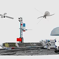 Space Exploration Setup Featuring Satellites Rocket Rover Dome And Ground Equipment 3d model