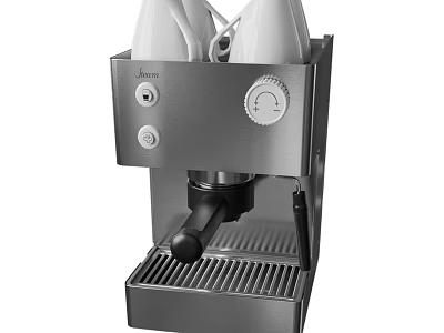 Stainless Steel Espresso Machine Modern Kitchen Appliance With Sleek Design And Coffee Cups 3d model