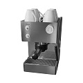 Stainless Steel Espresso Machine Modern Kitchen Appliance With Sleek Design And Coffee Cups