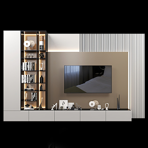 Modern TV background cabinet TV background wall 3d model