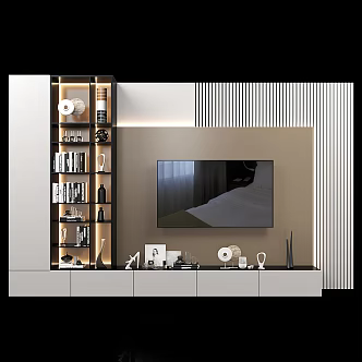 Modern TV background cabinet TV background wall 3d model